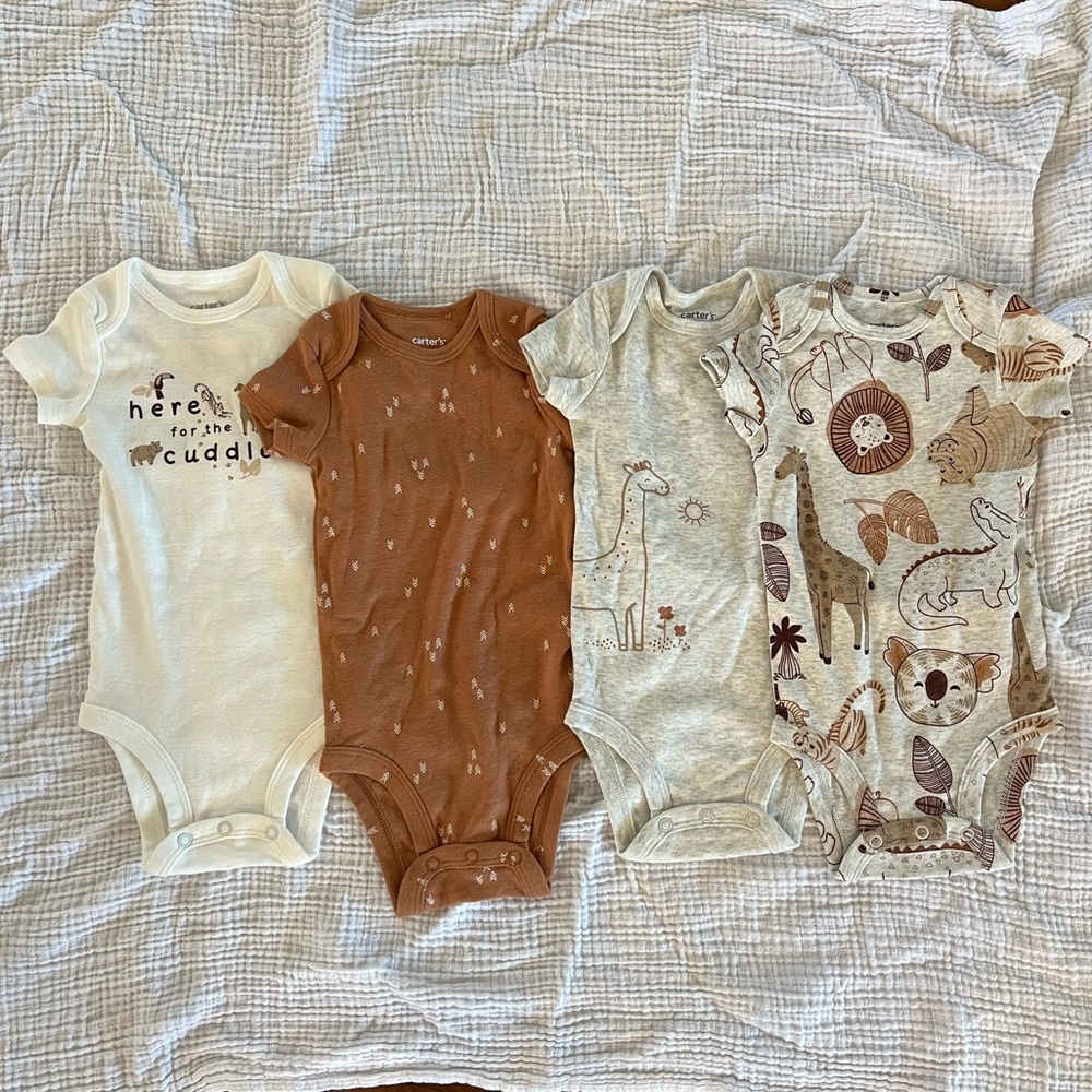 LOT OF 4 6m Boho babies onesies